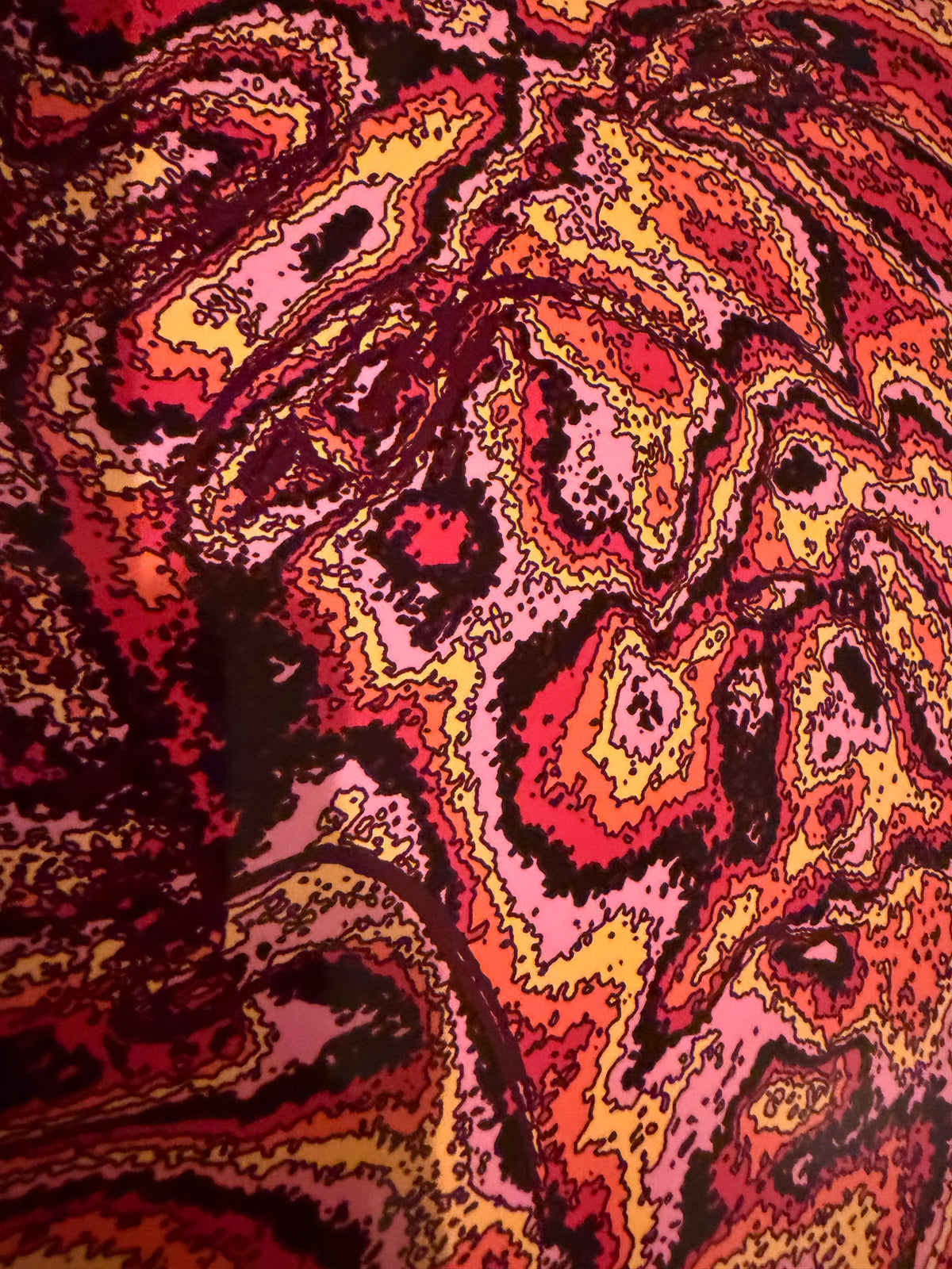 multicolored (pink orange and maroon) computer edited original self portrait