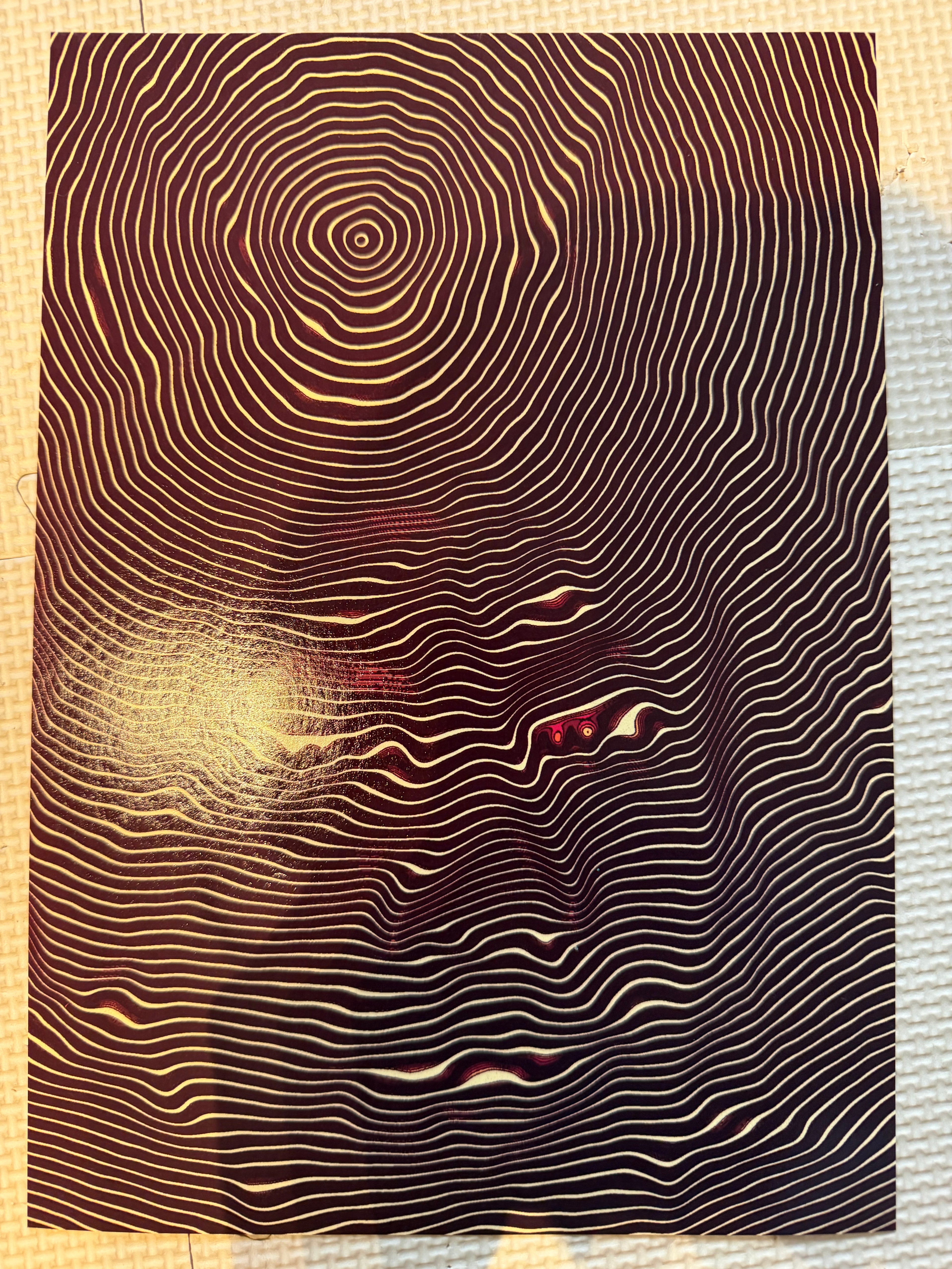 Moire maroon and cream yellow print
