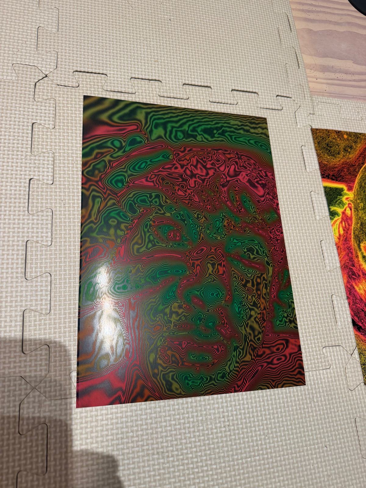 Red and green trippy self portrait
