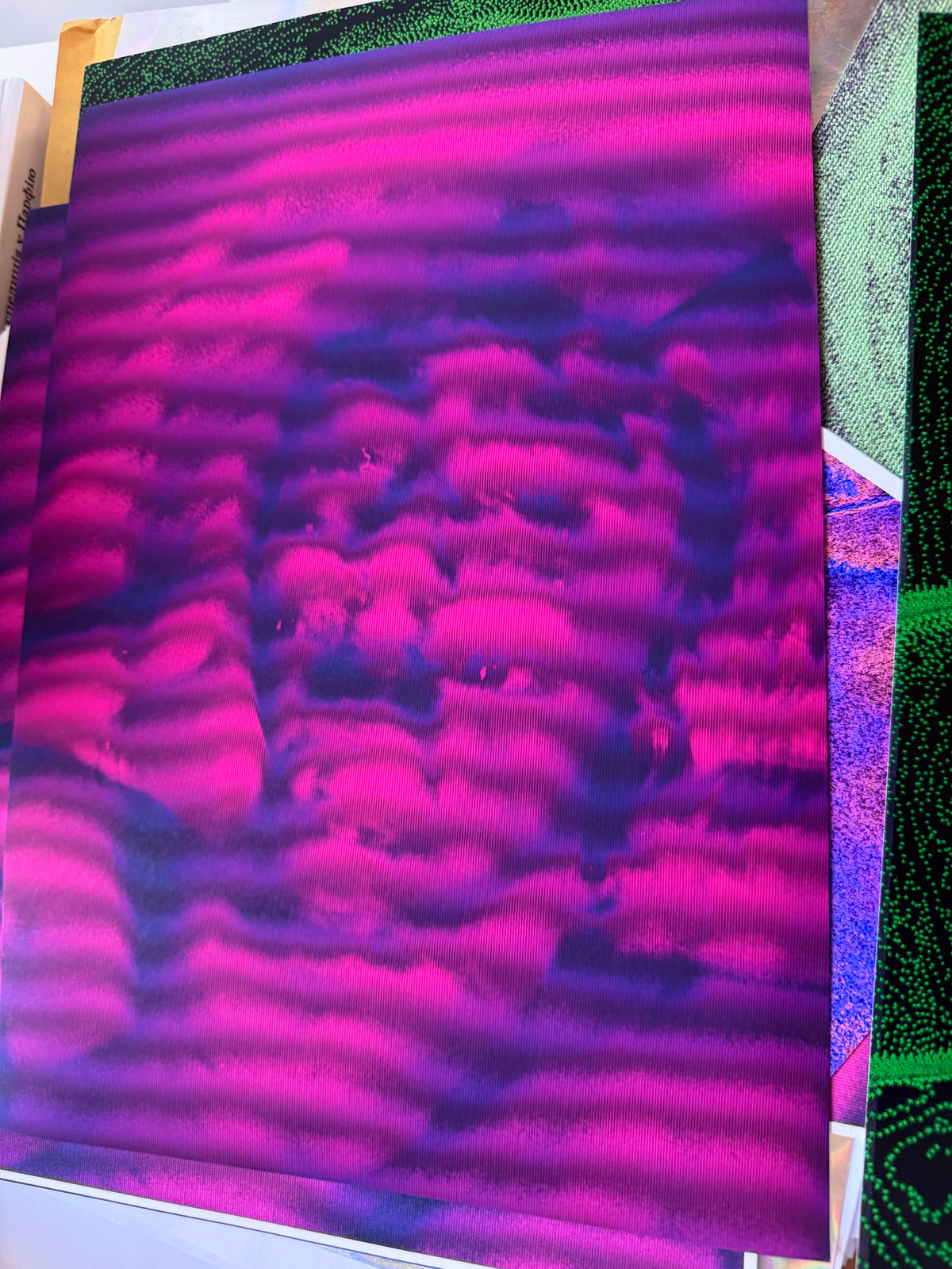 purple and pink moire self portrait